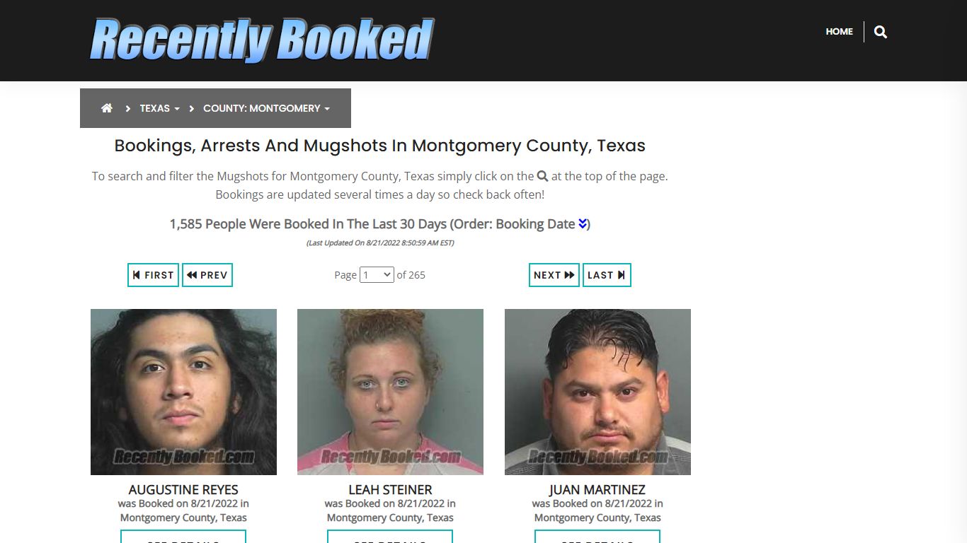 Bookings, Arrests and Mugshots in Montgomery County, Texas